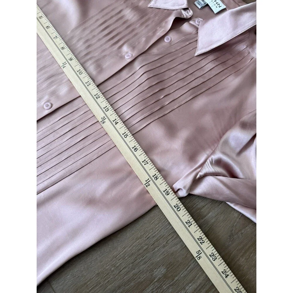 St John Vintage Silk Rose Pleated Button Up Blouse Size 16